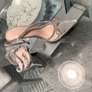 Wild diva clear rhinestone bow heels